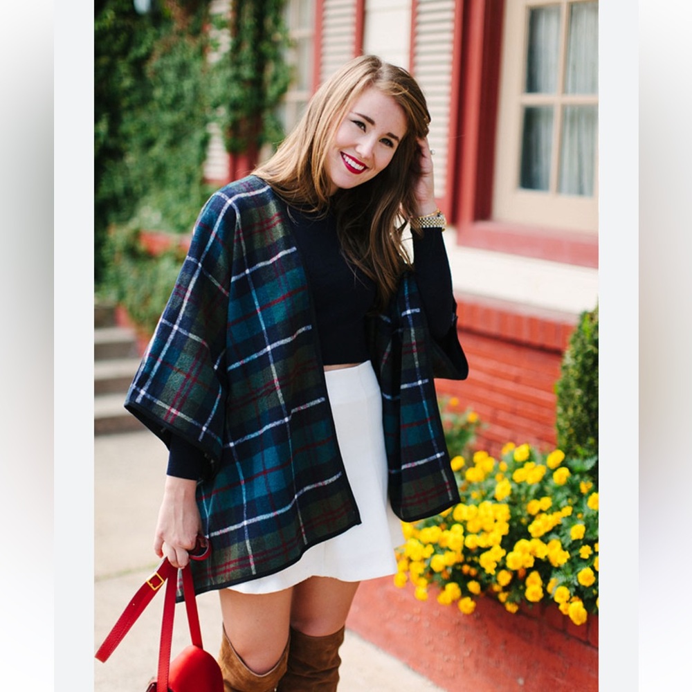 Old navy plaid open front poncho cardigan